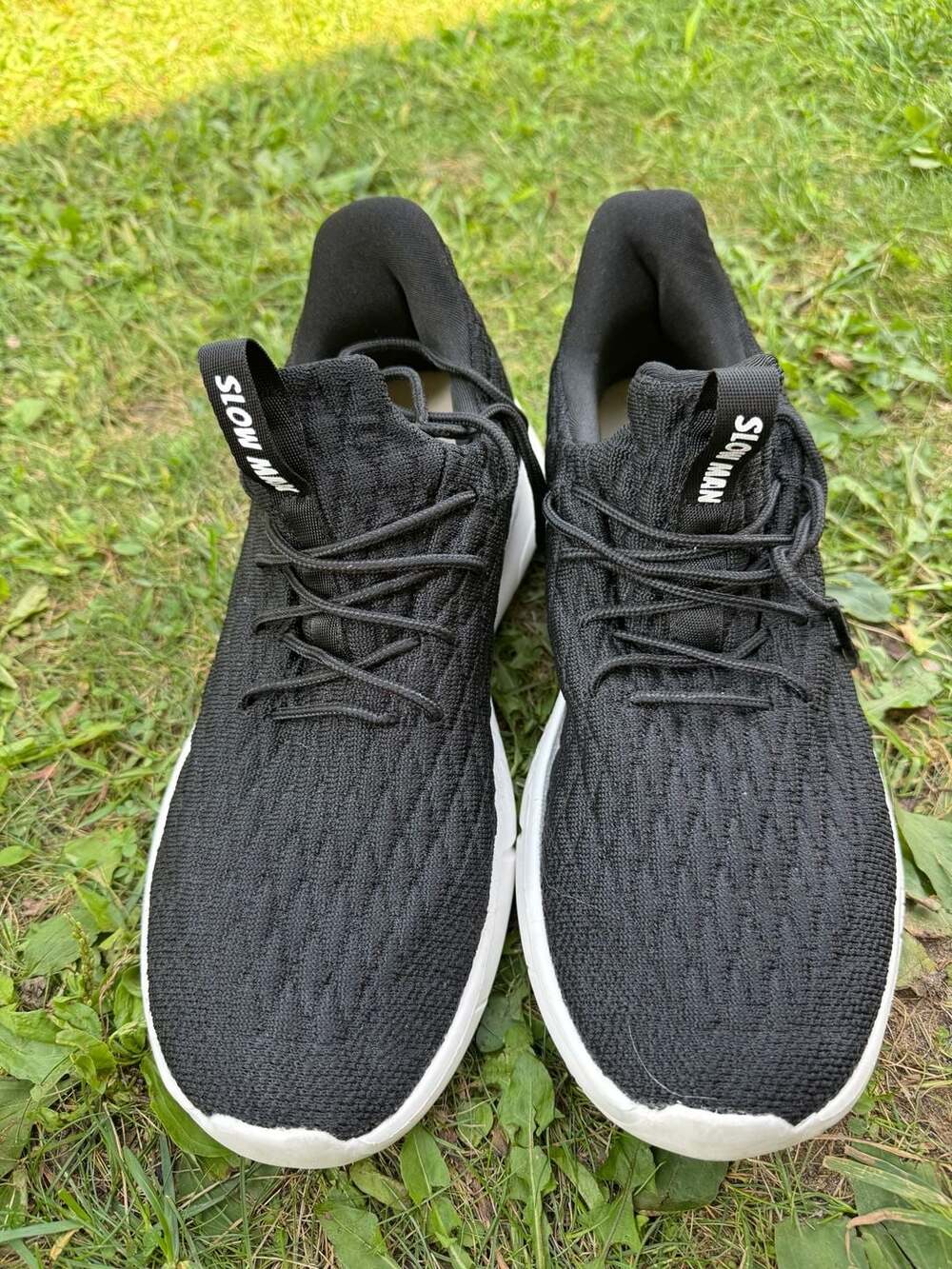 Slow Man Breathable Knit Walking Shoes Sneakers Black White Size 9